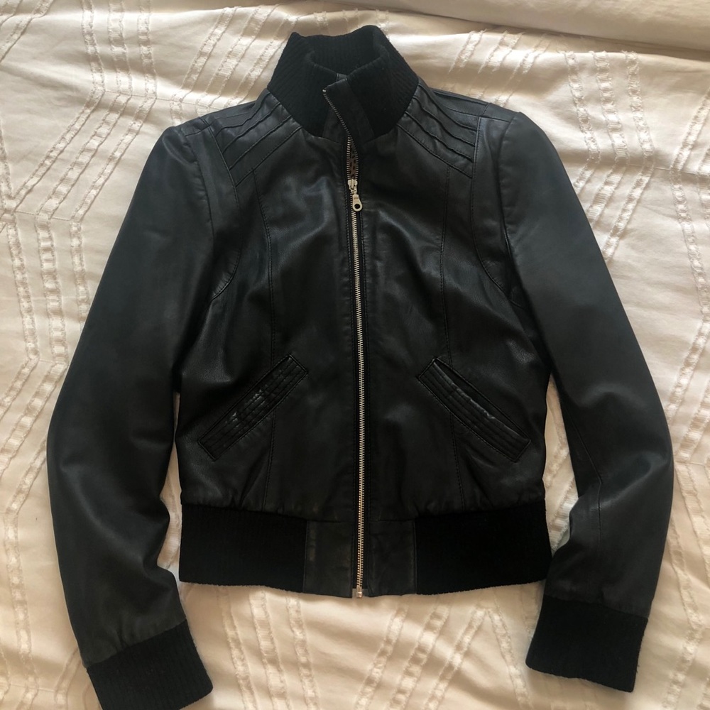 Kenna-T Leather Bomber Jacket